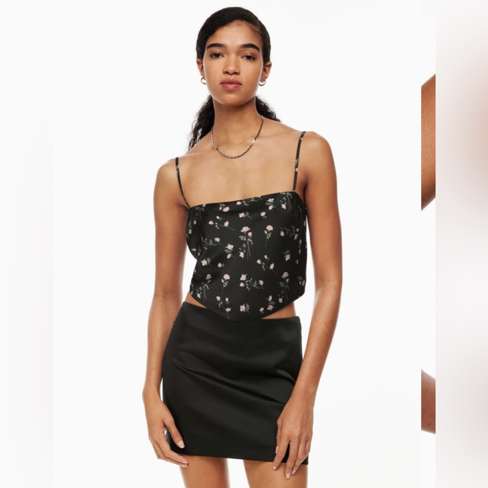 Aritzia Sunday Best Black Elektra Satin Camisole in size Small